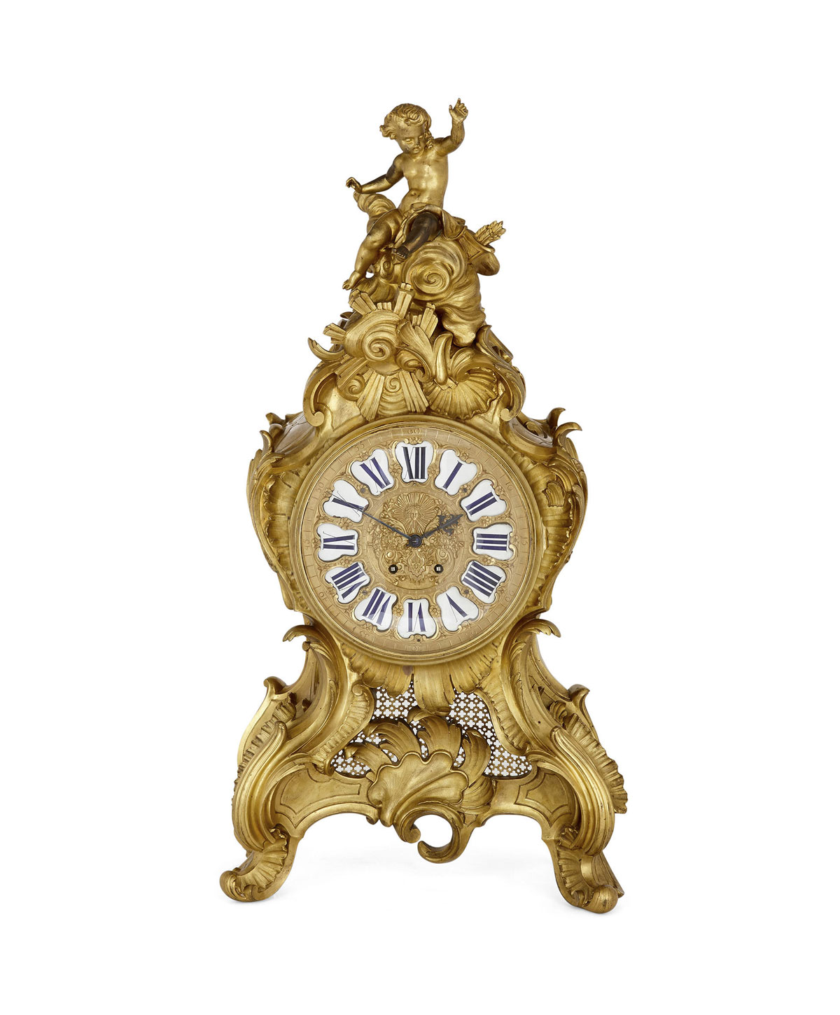 Monumental Gilt Bronze Clock in the Rococo-Style